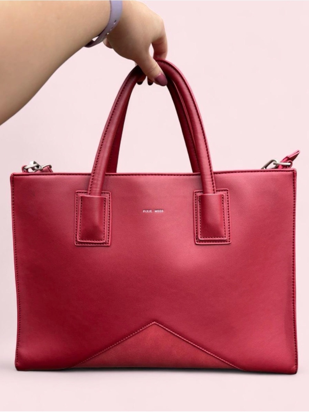 Pixie Mood Deep Red Structured Satchel